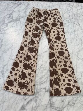Kids Rock and Roll Cow Print Flared Jeans Sz 8